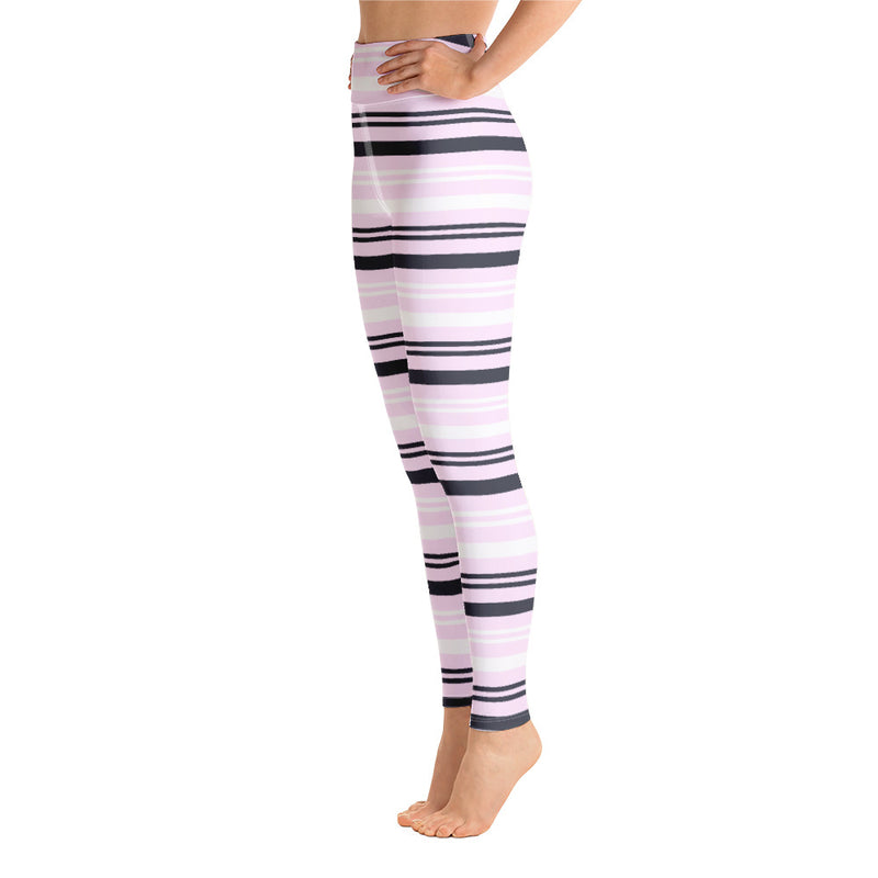 Pink Striped Yoga Leggings - Objet D'Art