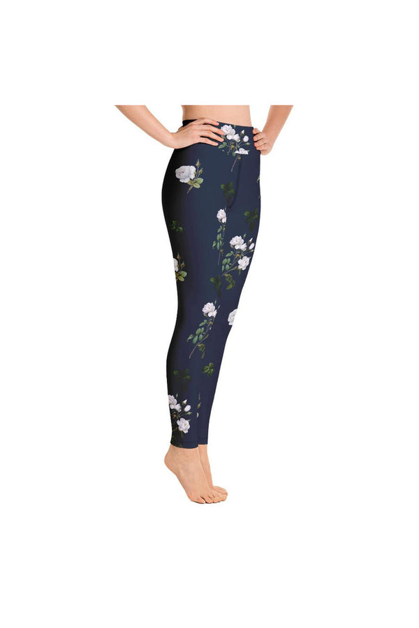 White Floral Yoga Leggings - Objet D'Art