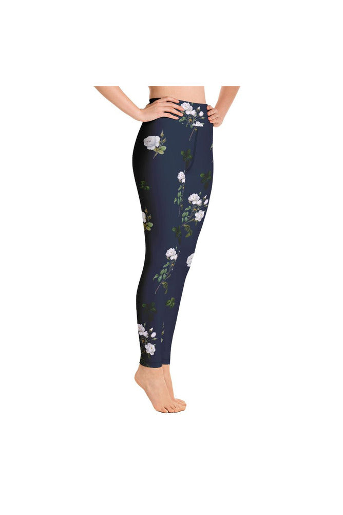 White Floral Yoga Leggings - Objet D'Art