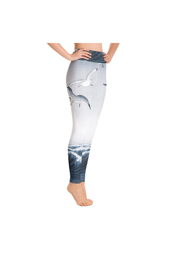 Three Seagulls by Ohara Koson Yoga Leggings - Objet D'Art