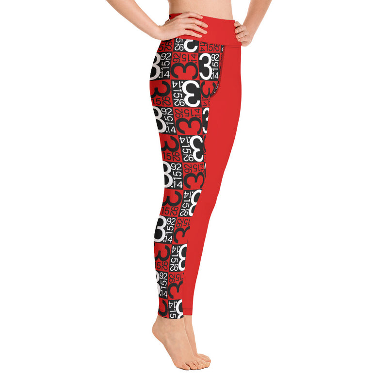 Two Tone Numeric Pi Print Yoga Leggings - Objet D'Art