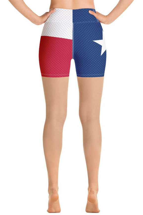 Polkadot Accented Texas Flag Yoga Shorts - Objet D'Art