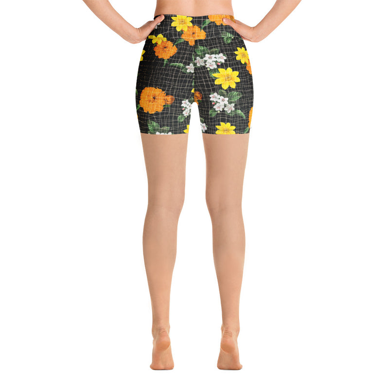 Warm Florals Yoga Shorts - Objet D'Art