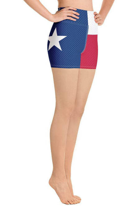 Polkadot Accented Texas Flag Yoga Shorts - Objet D'Art