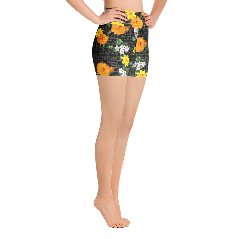 Warm Florals Yoga Shorts - Objet D'Art