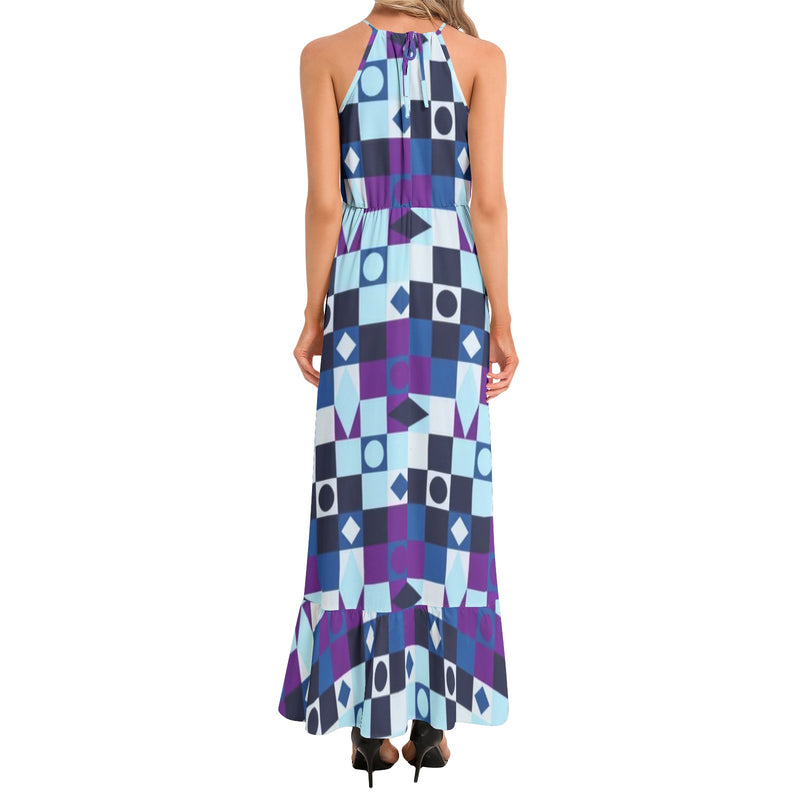 Ruffle Hem Halter Neck Maxi Dress - Objet D'Art