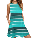 ted teal print 2 Sleeveless A-Line Pocket Dress (Model D57) - Objet D'Art