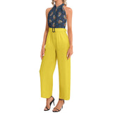 Halter Neck Buckle Belted Jumpsuit - Objet D'Art