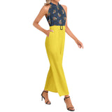 Halter Neck Buckle Belted Jumpsuit - Objet D'Art