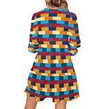 self portrait color scheme print V-Neck Loose Fit Dress (Model D62) - Objet D'Art