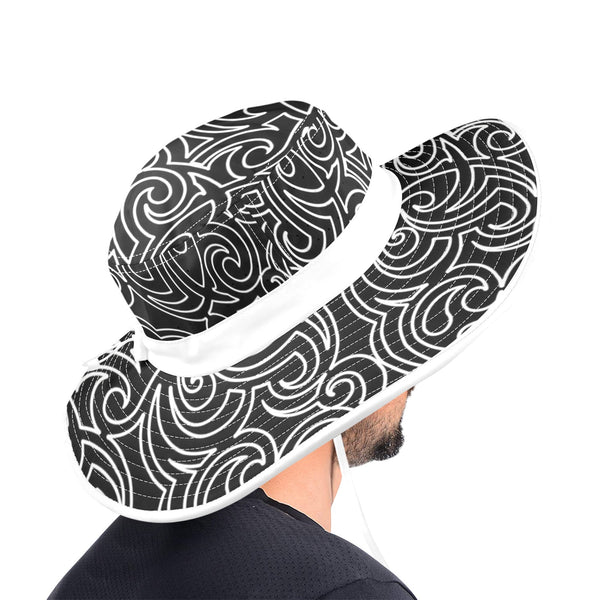 white solid print addsart Wide Brim Bucket Hat - Objet D'Art