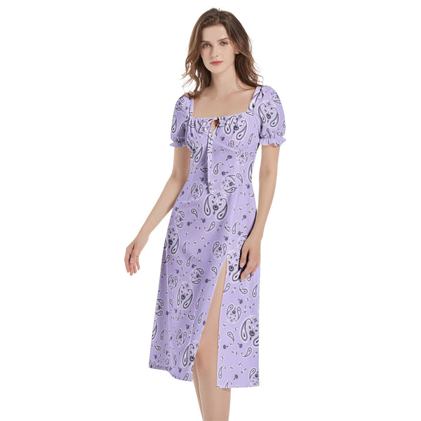 Puff Sleeve Split Thigh Midi Dress - Objet D'Art