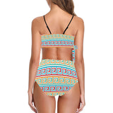greek key print 2 A C Knot Side Bikini Swimsuit (Model S37) - Objet D'Art