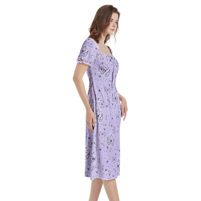 Puff Sleeve Split Thigh Midi Dress - Objet D'Art