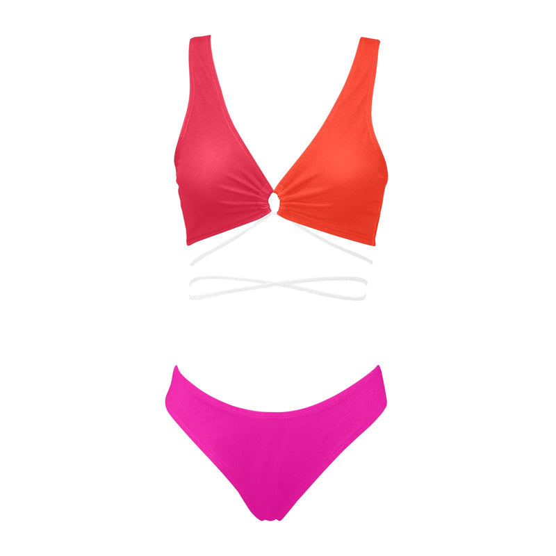 fuchsia anal2 print Cross String Bikini Set (Model S29) - Objet D'Art