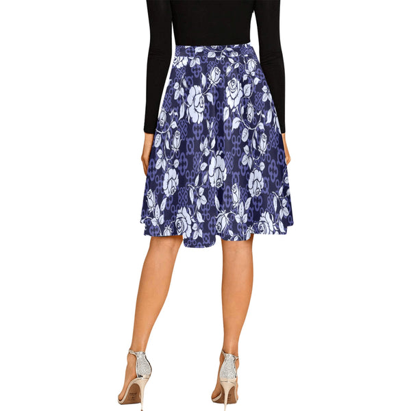 lavender roses adinkra print 2 Melete Pleated Midi Skirt (Model D15) - Objet D'Art