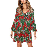 rasp leo print 3 V-Neck Loose Fit Dress (Model D62) - Objet D'Art