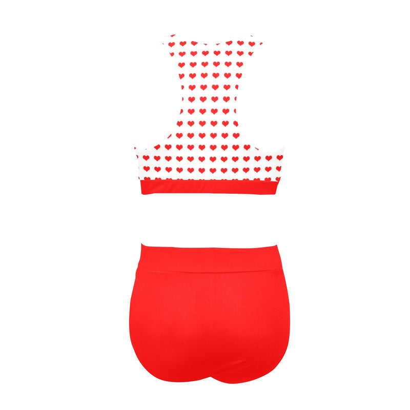 pure red print Crop Top Bikini Set (Model S21) - Objet D'Art