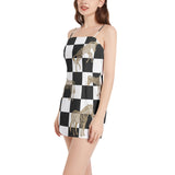 Sleeveless Square Neckline Spaghetti Strap Mini Dress - Objet D'Art