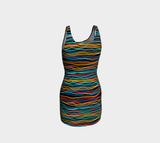 Multi-colored Abstract Lines Bodycon Dress - Objet D'Art