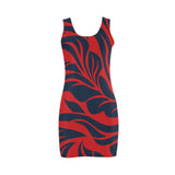 red blue leaf print 2 Medea Vest Dress (Model D06) - Objet D'Art