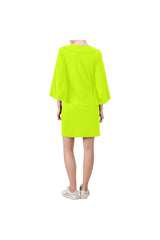 Neon Yellow Green Bell Sleeve Dress (Model D52) - Objet D'Art