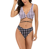 lav dot dash print Cross String Bikini Set (Model S29) - Objet D'Art