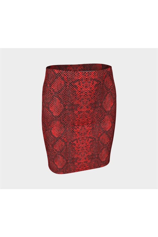 Ruby Snakeskin Fitted Skirt - Objet D'Art