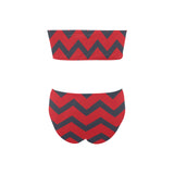 waves10 print Chest Wrap Bikini Swimsuit (Model S36) - Objet D'Art