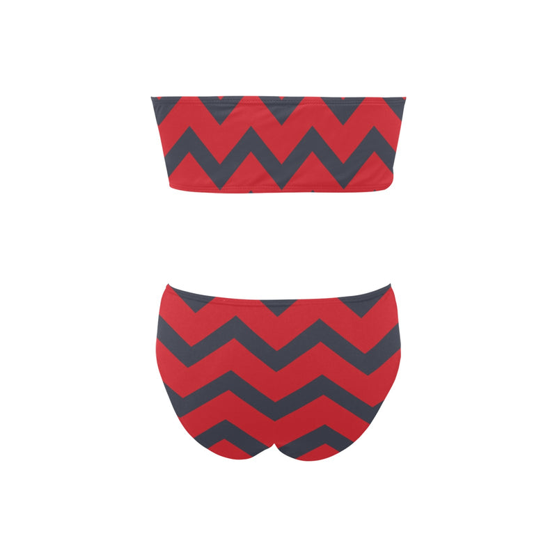 waves10 print Chest Wrap Bikini Swimsuit (Model S36) - Objet D'Art