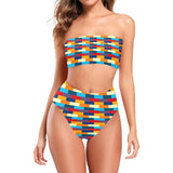 self portrait color scheme print Chest Wrap Bikini Swimsuit (Model S36) - Objet D'Art