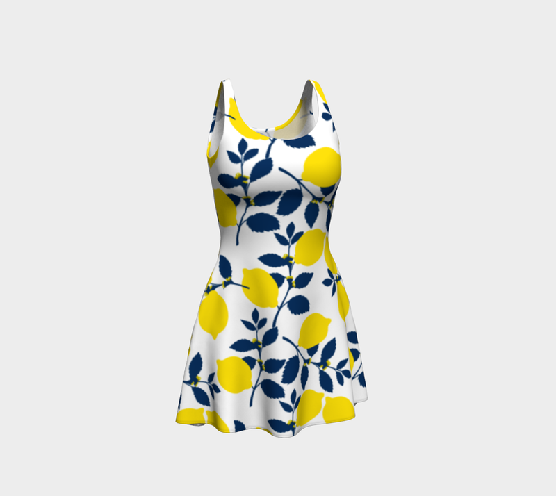 Lemon Print Flare Dress - Objet D'Art