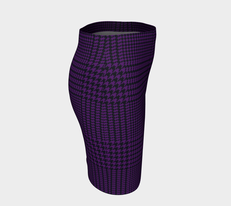 Deep Purple Houndstooth Fitted Skirt - Objet D'Art