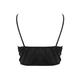 black solid print skirt Crop Bikini Top (Model S40) - Objet D'Art