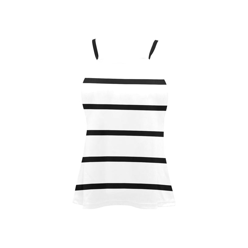 bw striped print 5 Loose Fit Halter Neck Top (Model T68) - Objet D'Art