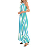 Ruffle Hem Halter Neck Maxi Dress