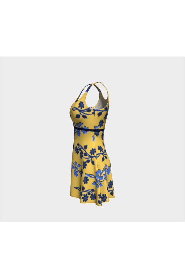 Gold Floral Flare Dress - Objet D'Art