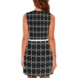 bw diamond print 2 Eos Women's Sleeveless Dress (Model D01) - Objet D'Art
