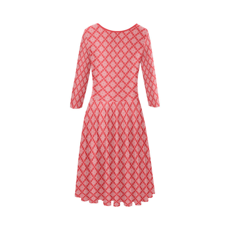 HEART PATTERN PRINT 2 Tethys Half-Sleeve Skater Dress(Model D20) - Objet D'Art