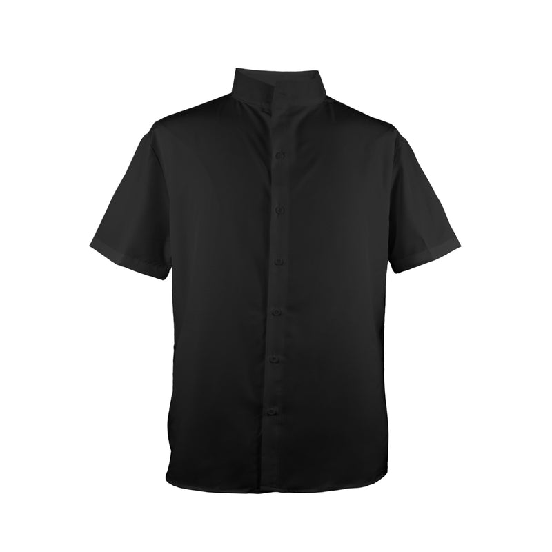 black 2 9k Men's Stand-Up Collar Short Sleeve Shirt - Objet D'Art