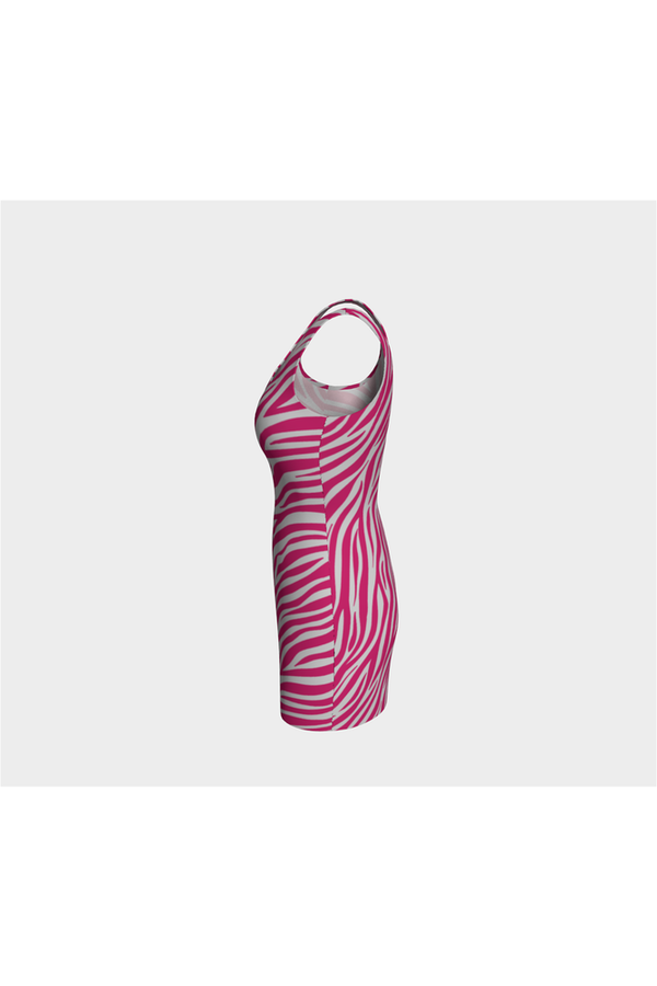 Peacock Pink Zebra Print Bodycon Dress - Objet D'Art