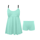 mint green 9k 2 Chest Pleat Swim Dress (Model S31) - Objet D'Art