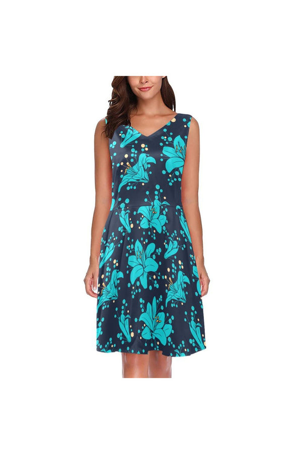 Botany in Blue Chryseis Sleeveless Pleated Dress - Objet D'Art