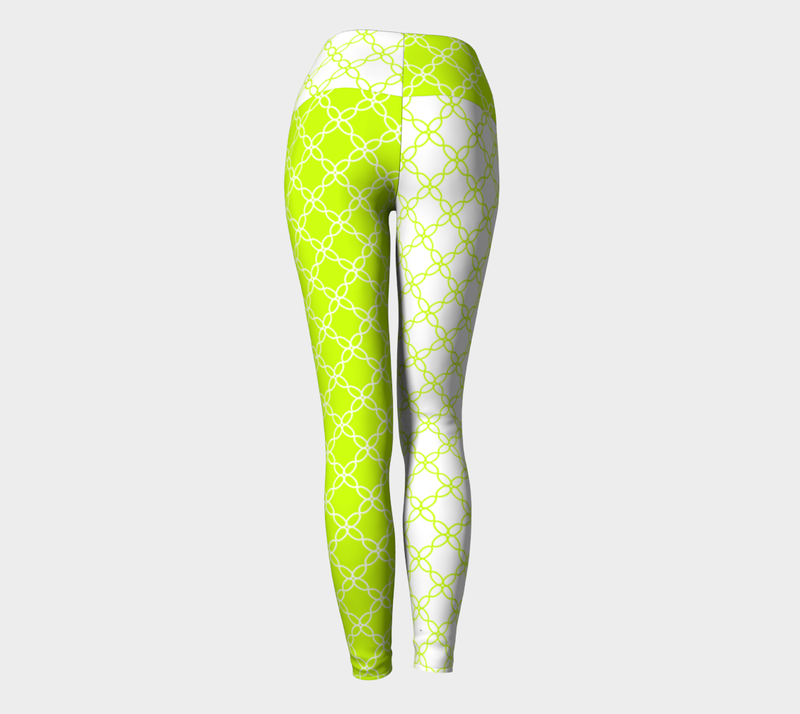Neon Green Petals Yoga Leggings - Objet D'Art