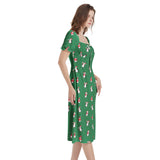 Puff Sleeve Split Thigh Midi Dress - Objet D'Art