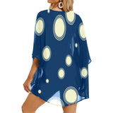 polka dot concentric print2 Women's Kimono Chiffon Cover Up (Model H51) - Objet D'Art