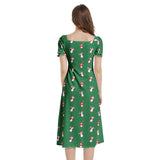 Puff Sleeve Split Thigh Midi Dress - Objet D'Art