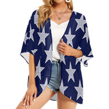 big star print 2 Women's Kimono Chiffon Cover Up (Model H51) - Objet D'Art