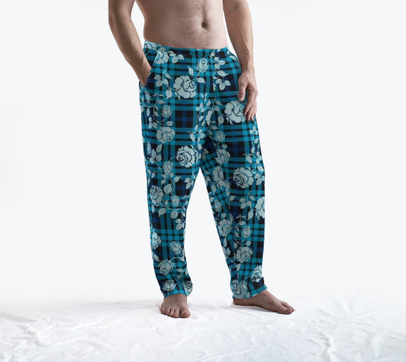White Rose on Plaid Lounge Pants - Objet D'Art