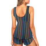 spectral andromeda print 2 Women's Vest Skirt Split Swimsuit (Model S47) - Objet D'Art